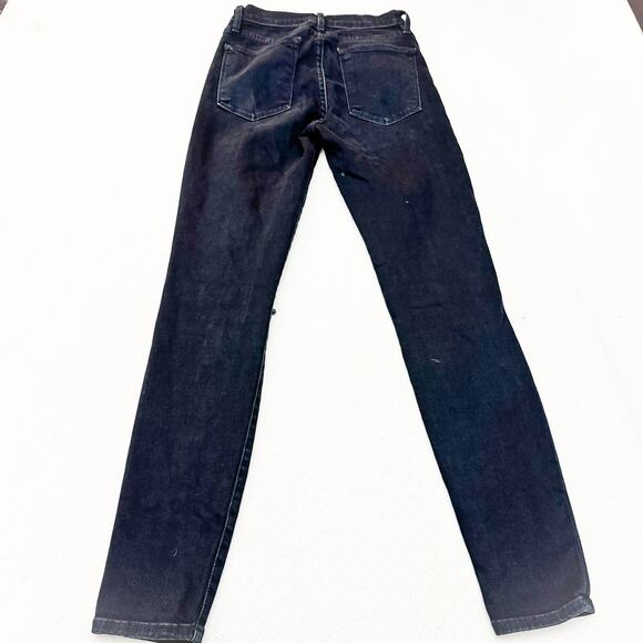 Frame Le High Skinny Portofino Black Indigo Ripped Denim Jeans Size 25 - Picture 3 of 8